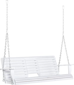 Outsunny Balanço Suspenso para Exterior em Madeira de Abeto com Mesinha Dobrável e Porta-copos, Balanço de Jardim para 2-3 Lugares, Balanço para Jardim ou Terraço, Branco | Aosom Portugal