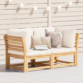 vidaXL Sofá de 2 lugares para jardim com almofadões acácia maciça