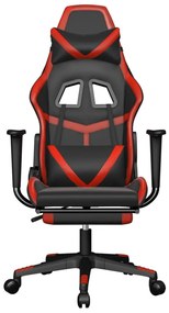 Cadeira gaming massagem + apoio pés couro artif. preto/vermelho