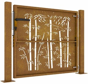 Portão de jardim 105x105 cm aço corten design bambu