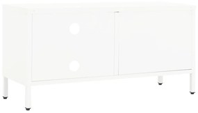 Móvel de TV 90x30x44 cm vidro e aço branco