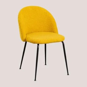 Cadeira De Jantar Em Borreguito Kana Design Mostaza & Negro - Sklum