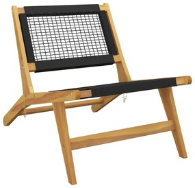 Cadeira de jardim c/ apoio de pés teca maciça/poliéster