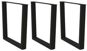 Pernas para mesa de jantar em V 3 peças, preto, 80x(72-73,3) cm, aço
