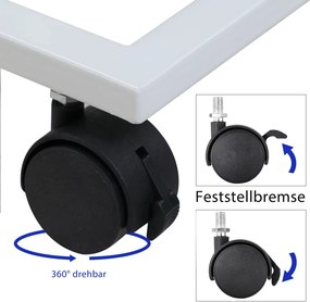 Mesa auxiliar com rodas 50 x 35 x 65-70 cm Branco