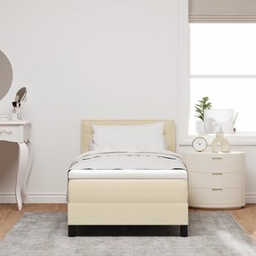 Cama com Molas com Colchão Bege 90x200 cm Tecido