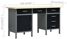 Bancada de trabalho 160x60x85 cm aço preto