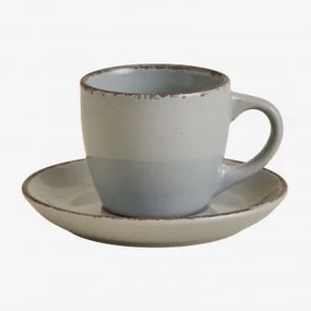 Pacote De 2 Xícaras De Café Em Grés Ronilena Com Pires, 9 Cl Cinzento Golfinho - Castanho - Sklum