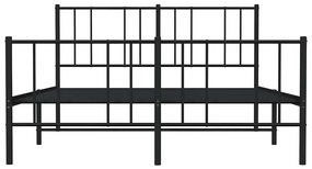 Estrutura de cama com cabeceira e pés 135x190 cm metal preto
