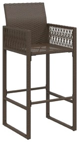 Bancos de bar para jardim 2 pcs vime PE castanho