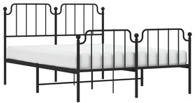 Estrutura de cama com cabeceira e pés 140x190 cm metal preto