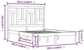 Cama sem colchão 200x200 cm madeira de pinho maciça branco
