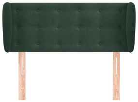 Cabeceira de cama c/ abas veludo 93x23x78/88 cm verde-escuro