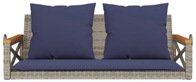 Banco baloiço com almofadões 109x62x40 cm vime PE cinzento