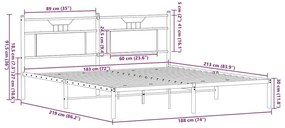 Estrutura de cama sem colchão 183x213 cm carvalho sonoma