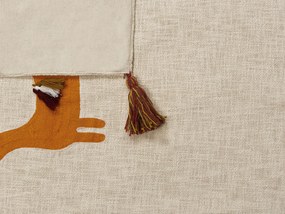 Manta decorativa em algodão creme e laranja 130 x 180 cm KHANDWA Beliani