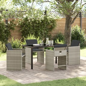 Conjunto de Jantar para o Jardim de 5 Peças com Almofadas Cinza Claro