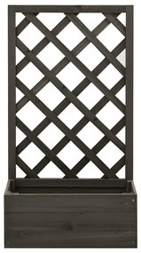 Vaso com treliça para jardim 50x25x90 cm abeto maciço cinzento