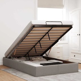 vidaXL Estrutura de cama otomana sem colchão 120x200cm tecido cinzento