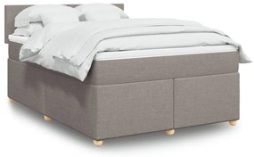 vidaXL Cama com molas/colchão 160x200 cm tecido castanho-acinzentado