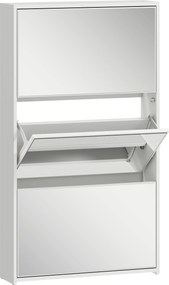 HOMCOM Sapateira Estreita com Espelho para 9 Pares de Sapatos para Corredor Espaços Reduzidos 65x17x114,5 cm Branco | Aosom Portugal