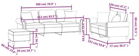3 pcs conjunto de sofás com almofadas veludo preto