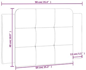 Almofadão de cabeceira 90 cm couro artificial preto e branco