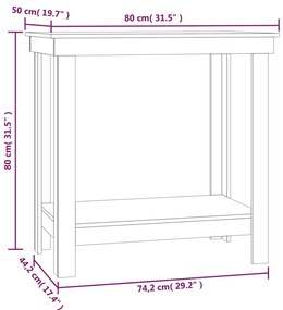 Banco de trabalho 80x50x80 cm pinho maciço preto