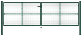Portão de jardim em rede 390x125 cm aço verde