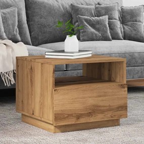 Mesa de centro com luzes LED 50x49x40 cm carvalho artesanal