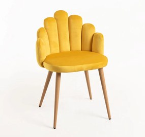 Cadeira Flew em Veludo - Amarelo - Design Nórdico
