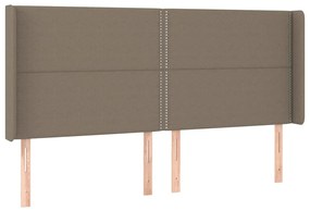 Cama box spring colchão/LED 200x200cm tecido cinza-acastanhado