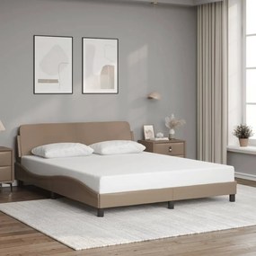 Estrutura cama cabeceira 160x200 cm couro artificial cappuccino