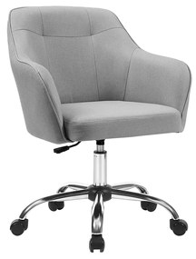 Cadeira de escritório SONGMICS, cadeira de mesa confortável, cadeira de computador com altura ajustável, 120 kg, estrutura de aço, linho sintético, respirável, escritório doméstico, cinza claro OBG019G02
