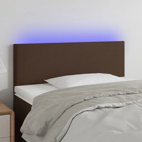 vidaXL Cabeceira de cama c/ LED 80x5x78/88cm couro artificial castanho