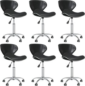 vidaXL Cadeiras de jantar giratórias 6 pcs couro artificial preto