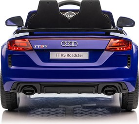 Carro elétrico para crianças 12V Audi TT RS pneus de borracha maciça, banco em pele sintética Azul