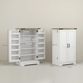 Armário de Cozinha com 2 Portas e 16 Prateleiras Despensa Rústica com Prateleiras Ajustáveis 60x40x104 cm Creme