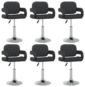 Cadeiras de jantar giratórias 6 pcs couro artificial preto
