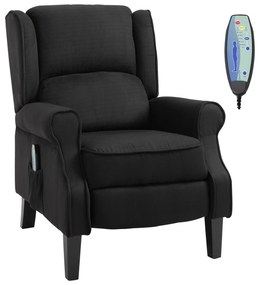 HOMCOM Poltrona de Massagem Poltrona Relax Reclinável com Controlo Remoto 2 Áreas de Massagem Bolso Lateral 78x83x101 cm Preto | Aosom Portugal