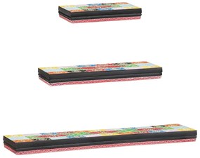 Conjunto de 3 Prateleiras de Parede 100x20x6 cm Madeira Sólida Manga