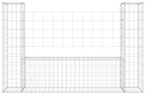 Cesto gabião em forma de U c/ 2 postes 140x20x100 cm ferro