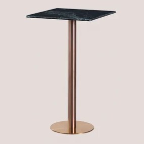 Mesa Alta De Bar Quadrada 60x60 Cm Em Mármore Cosmopolitan Mármore Verde Big Flower & Oro Rosa - Sklum