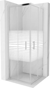Mexen Rio cabine de duche quadrada 70 x 70 cm, faixas brancas, cromado - 860-070-070-01-20