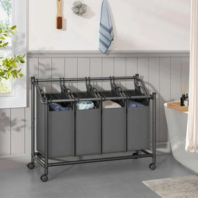 Cesto da roupa suja 105 x 38,5 x 67/81 cm com rodas 4 x 45 L cinza ardósia