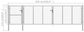 Portão de jardim 500x125 cm aço prateado