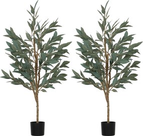HOMCOM Conjunto de 2 Plantas Artificiais de Louro 150 cm Plantas Artificiais Decorativas Grande Verde | Aosom Portugal