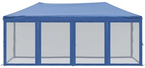 Tenda para festas dobrável com paredes laterais 3x6 m azul