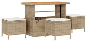 Conjunto de Sofá de Jardim com 14 Peças e Almofadas Bege Rattan Acácia