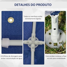 Tenda de Jardim 3x3m Tenda com 4 Partes Laterais Rede Mosquiteira com Fecho Proteção UV para Patio Azul